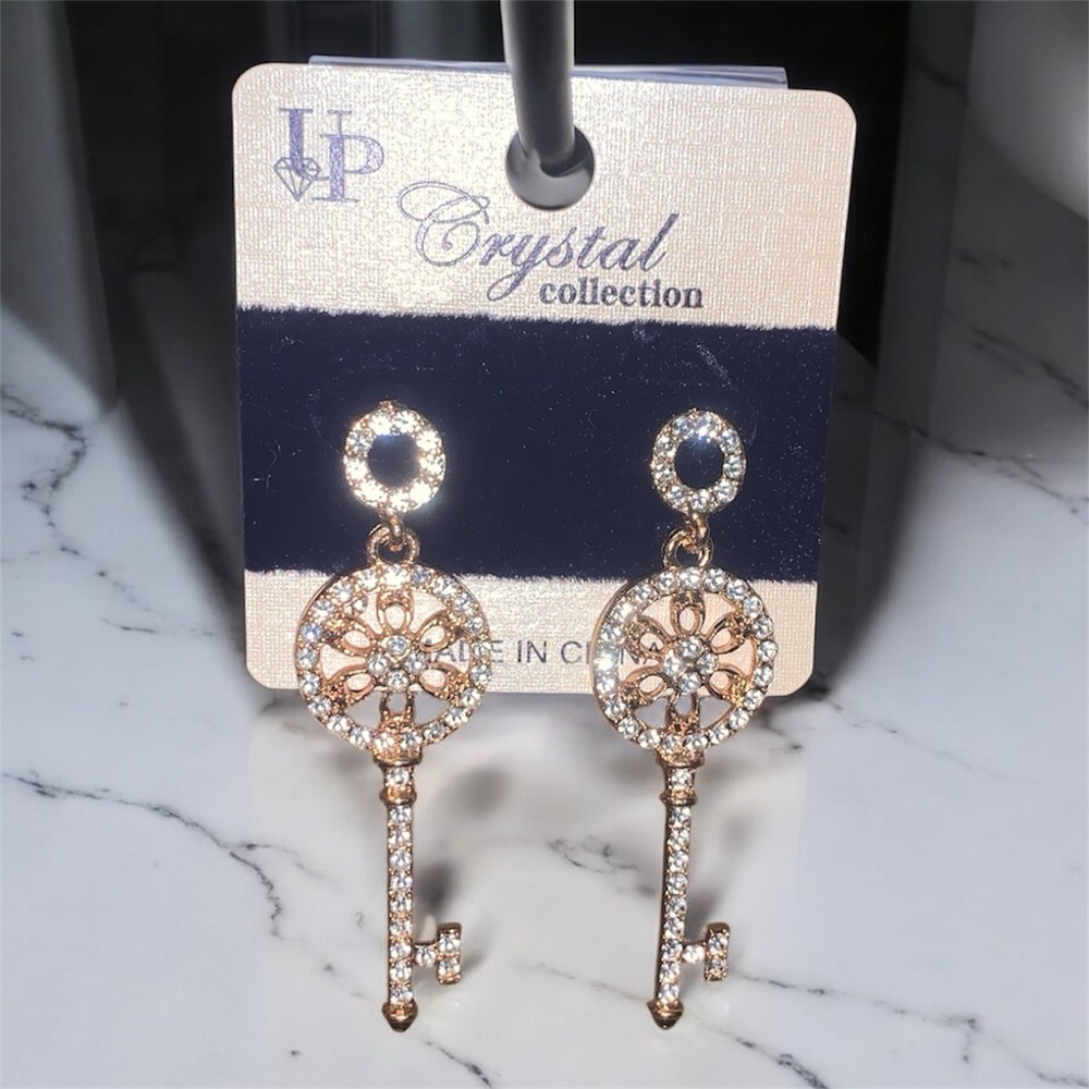 Faux Gold Key Earrings